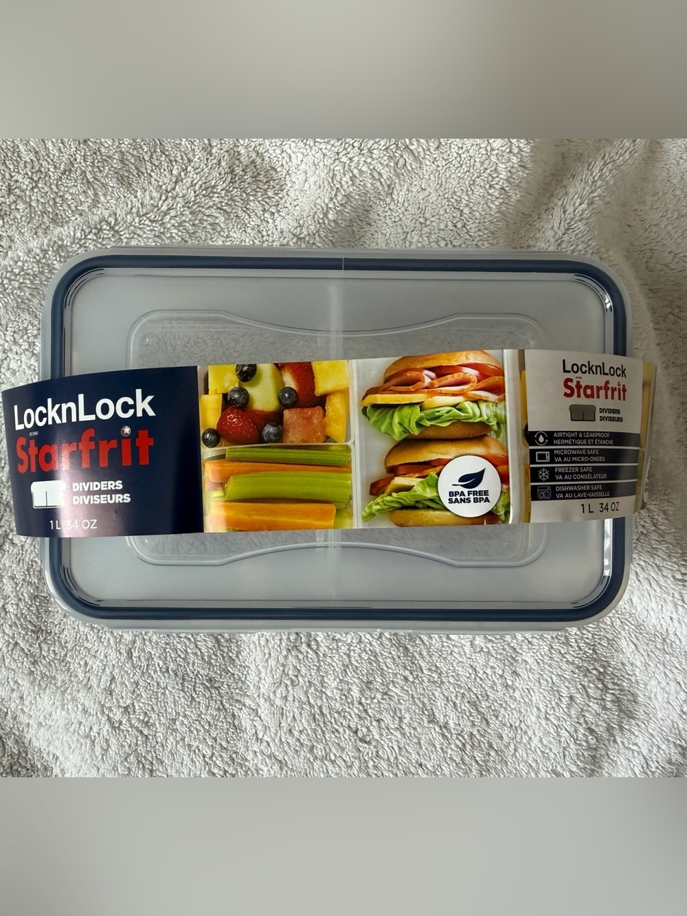 Starfrit LocknLock 1L Food Storage dividers Container in Clear with Blue Trim